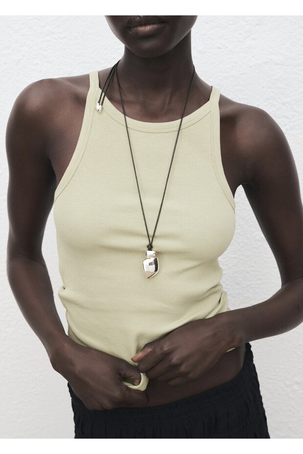 Lastik örgü pamuklu bluz - 1