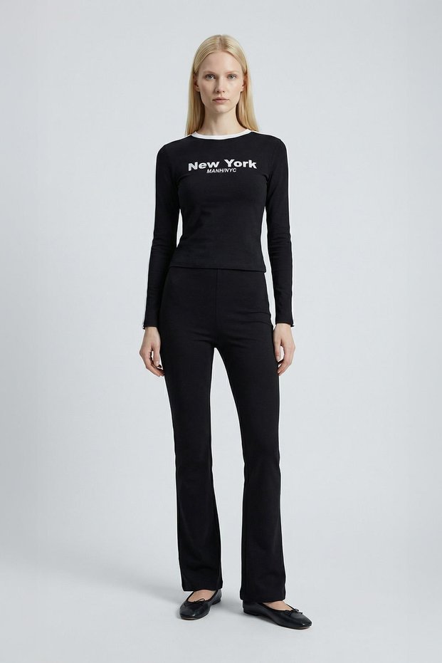 Black New York Printed Striped Badi 8342A