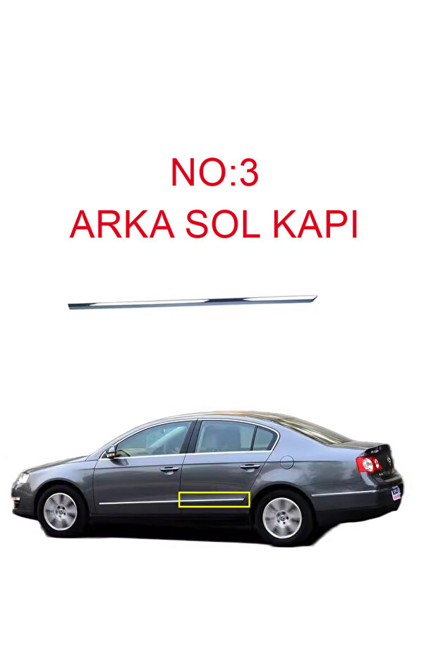 Passat B6 Rear Left Door Chrome Trim - Passat B6 Nickel Trim