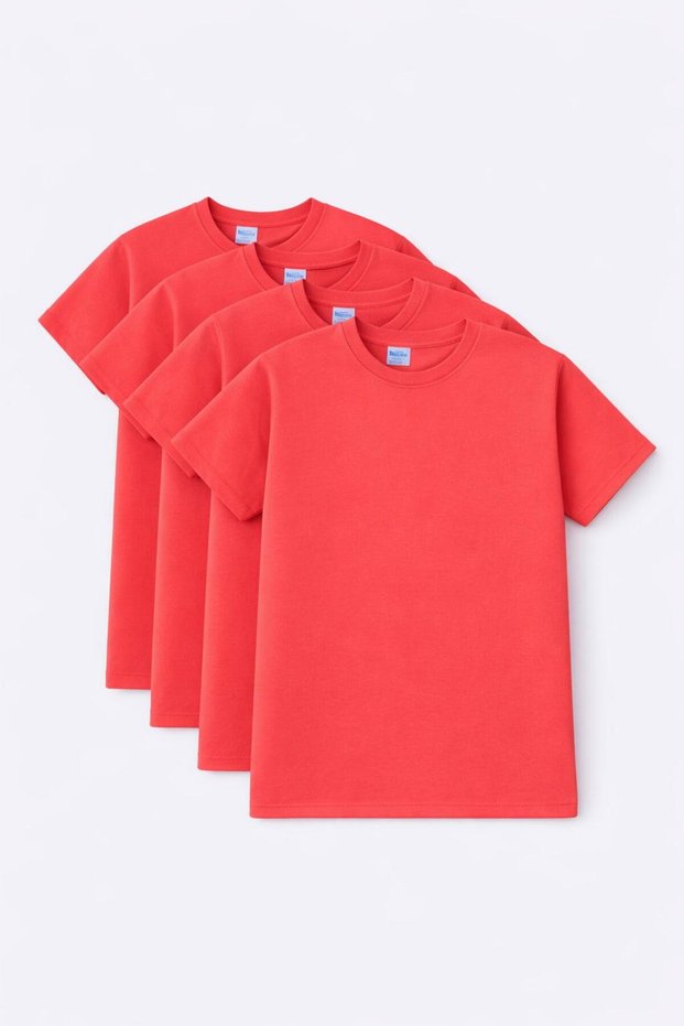 Unisex Children's Crew Neck Short Sleeve Standard Fit 4-Pack Puppy Color Children's T-Shirt