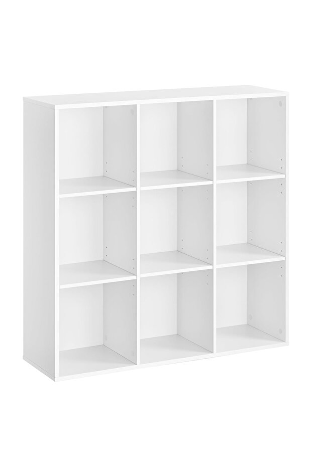 VASAGLE 9 Cube Bookcase with Open Shelf, Wooden Storage Display Rack for Living Room Office - White