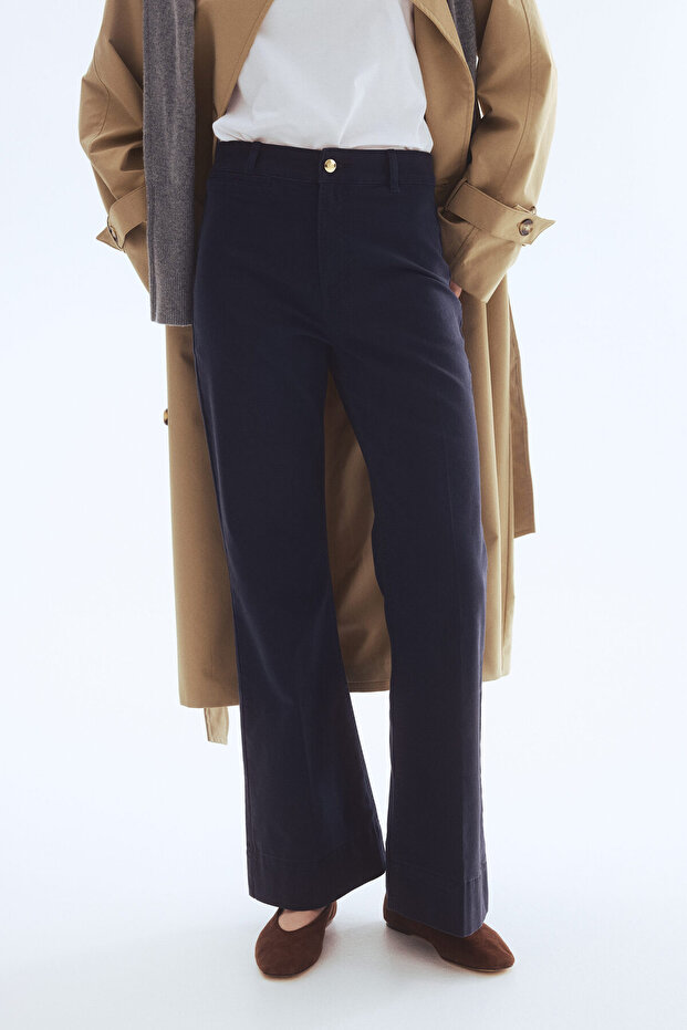 İspanyol Paça Kanvas Pantolon - 5