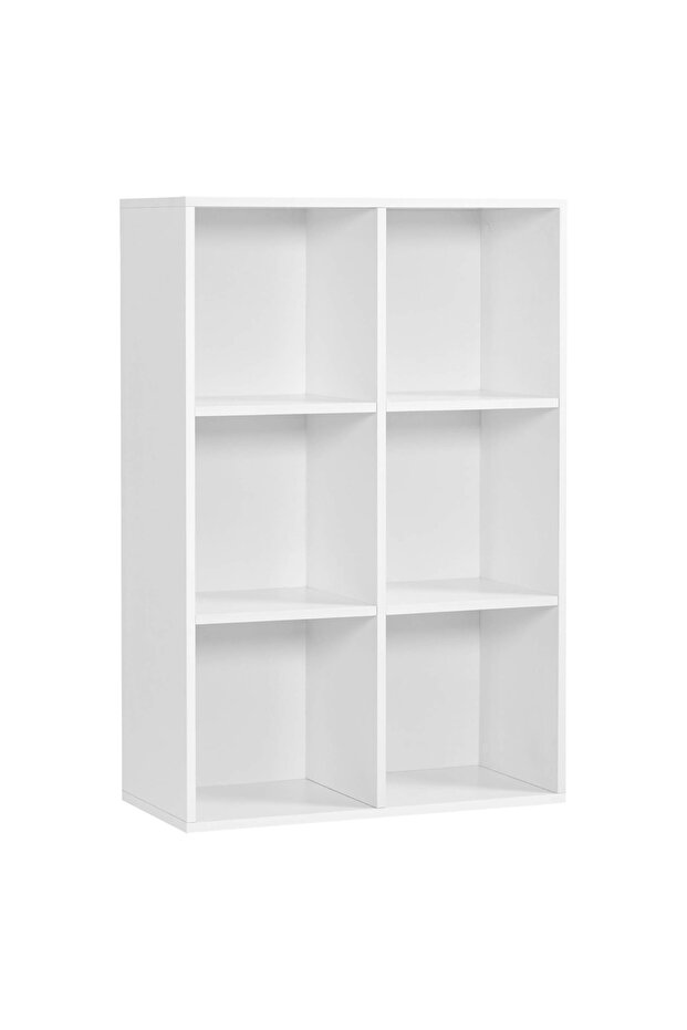VASAGLE 6 Cube Bookcase with Open Shelf, Wooden Storage Display Rack for Living Room Office - White