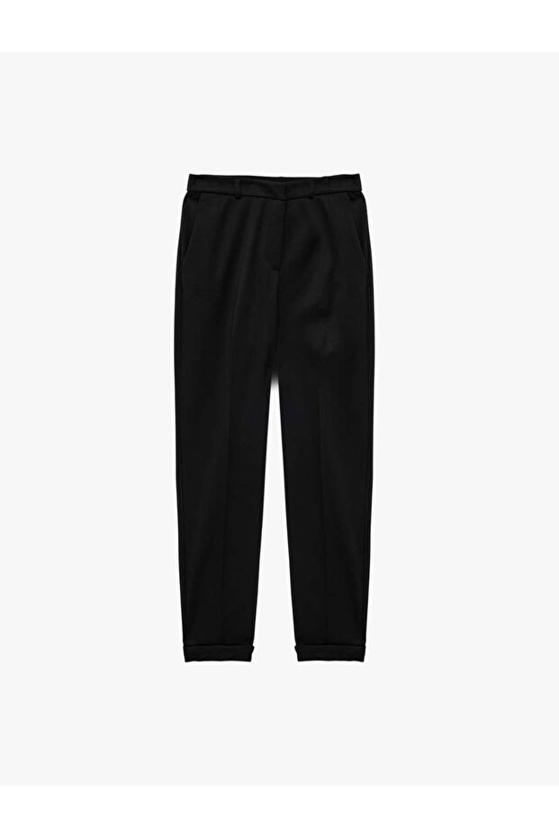 Straight Leg Viscose Blend Cigarette Pants with Pockets