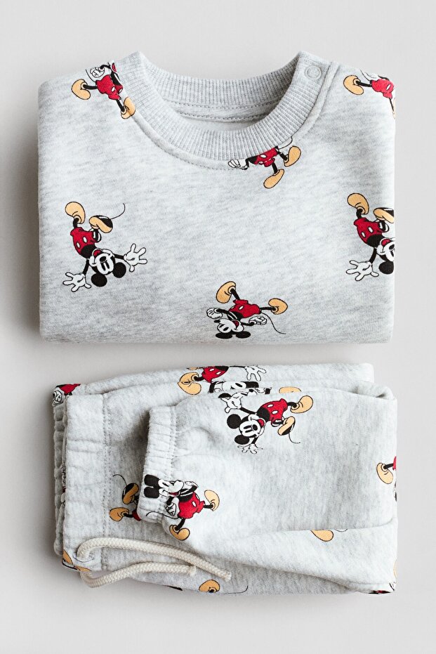 2 Parçalı Baskılı Sweatshirt Set - 2