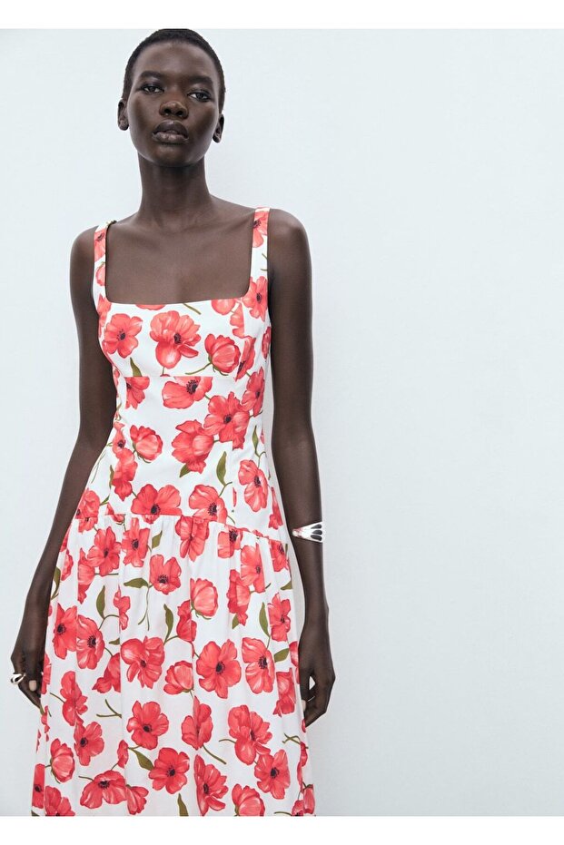 Evaze pamuklu elbise - 1