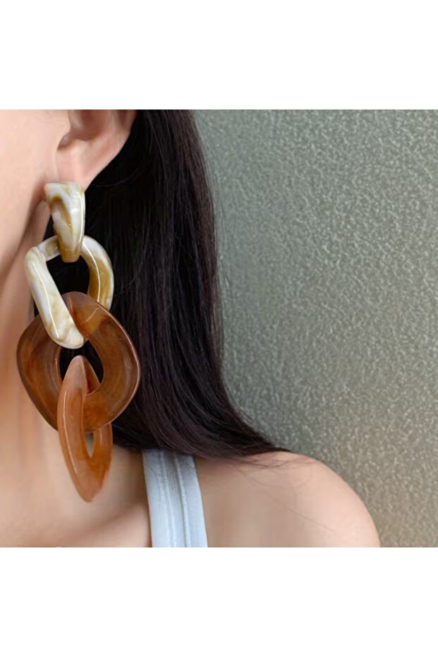 أقراط متدلية من الراتنج والحجر على شكل عظم - 1