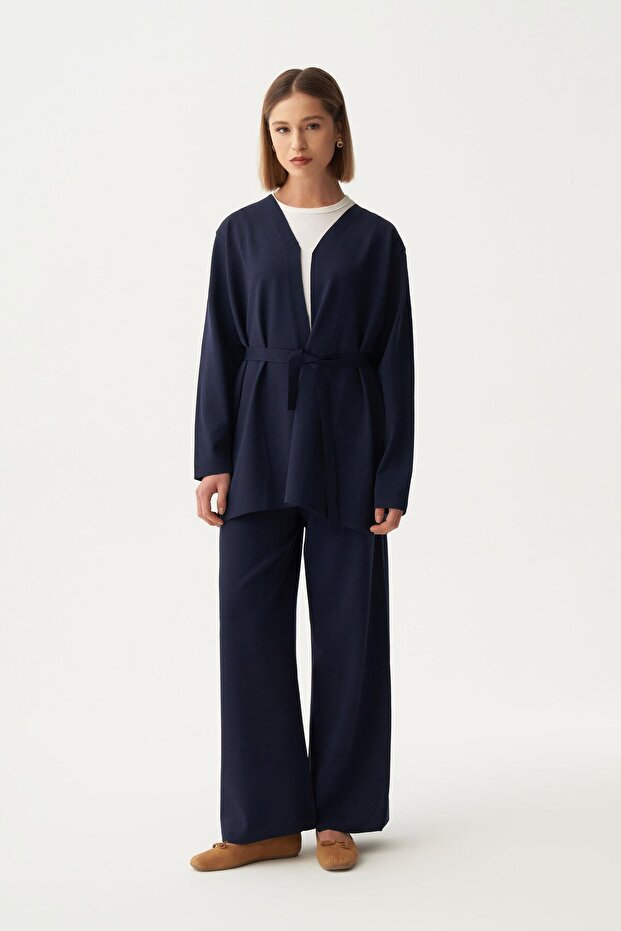 Navy Blue-Belden Tie-Dye Knitwear Pants Suit