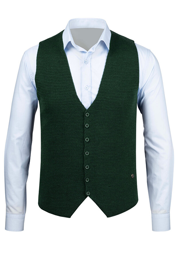 Men's Buttoned Sports / Classic Knitwear Knitted Sleeveless Vest - 4430Ls