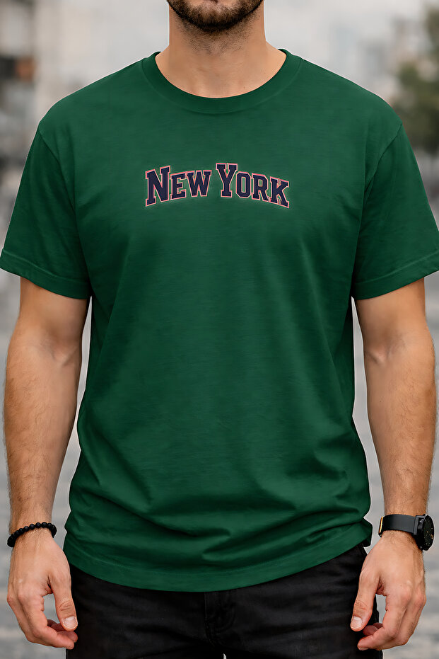 New York Printed Cotton Relaxed Fit Round Neck Unisex T-Shirt