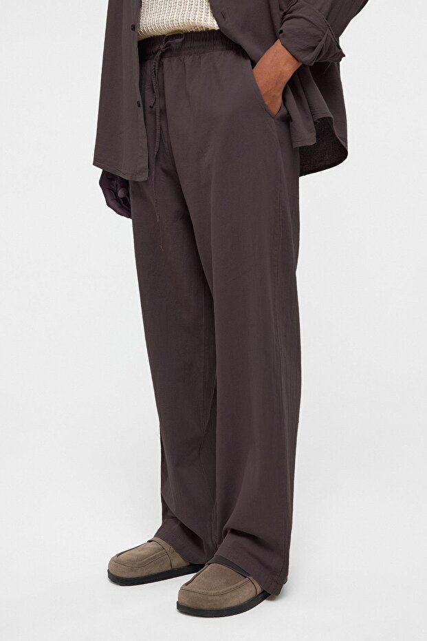 Basic Oversize Keten Takım Kahve - 3