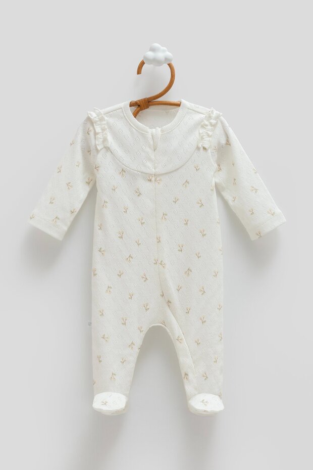 All Time Girl Jacquard Jumpsuit for 0-6 Months - Ecru