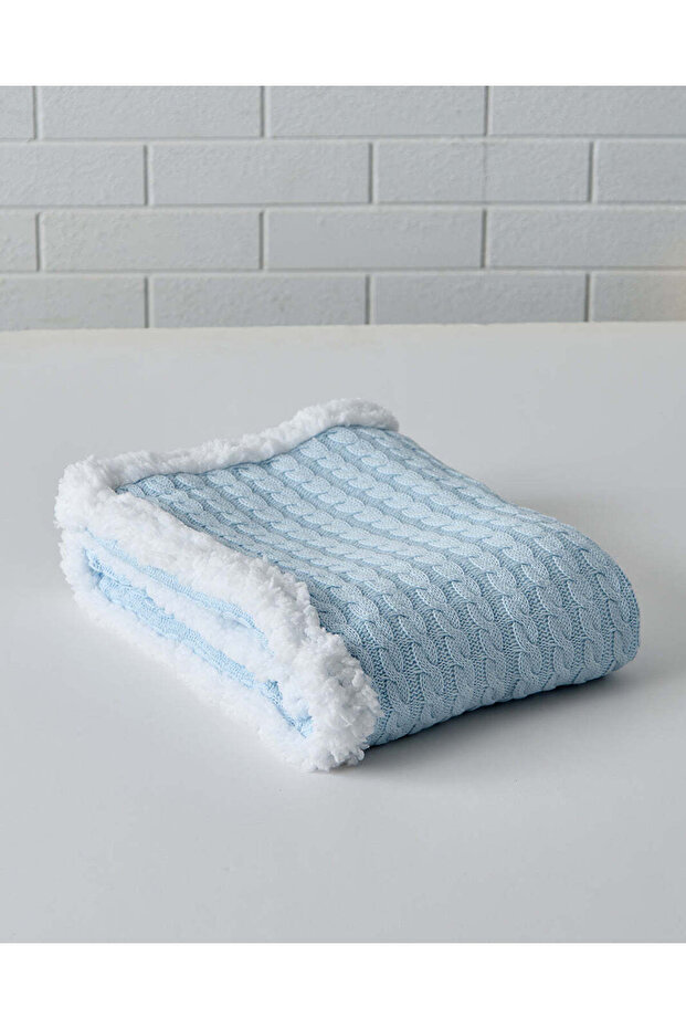 Baby Blue Textured Knit Blanket