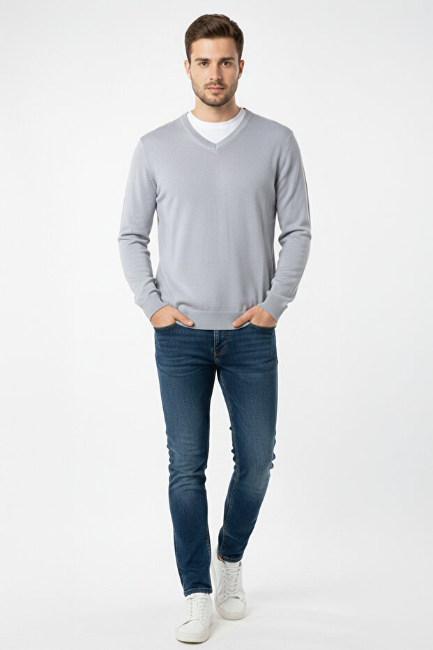 Erkek V Yaka Triko Kazak - 2