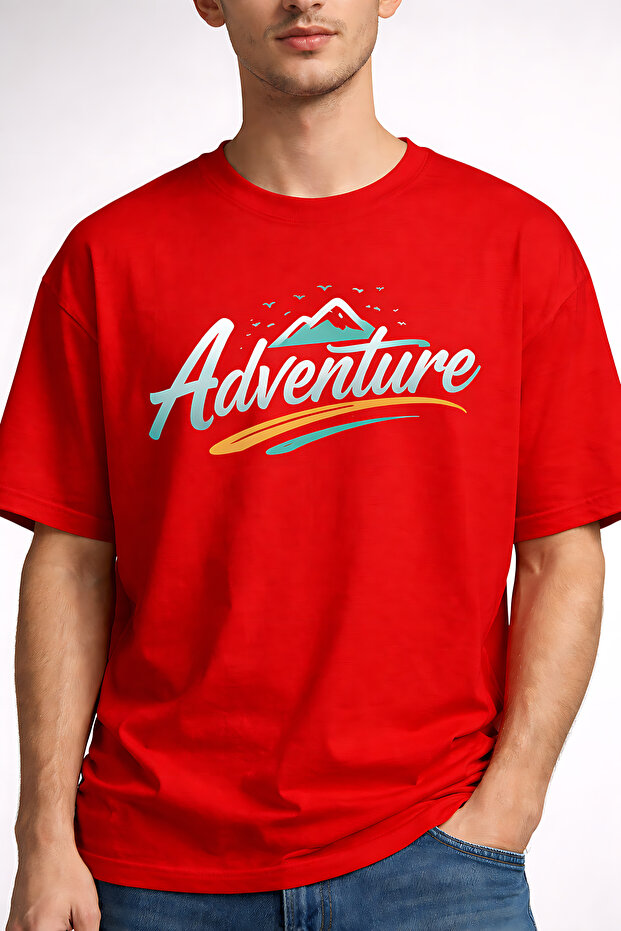 Adventure Mountain Printed Cotton Relaxed Fit Round Neck Unisex T-Shirt