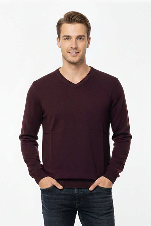 Erkek V Yaka Triko Kazak - 1