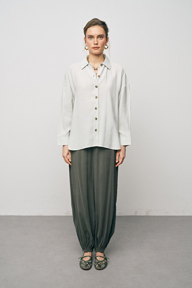 Kadın Basic Modal Düz Dökümlü Gömlek - 3