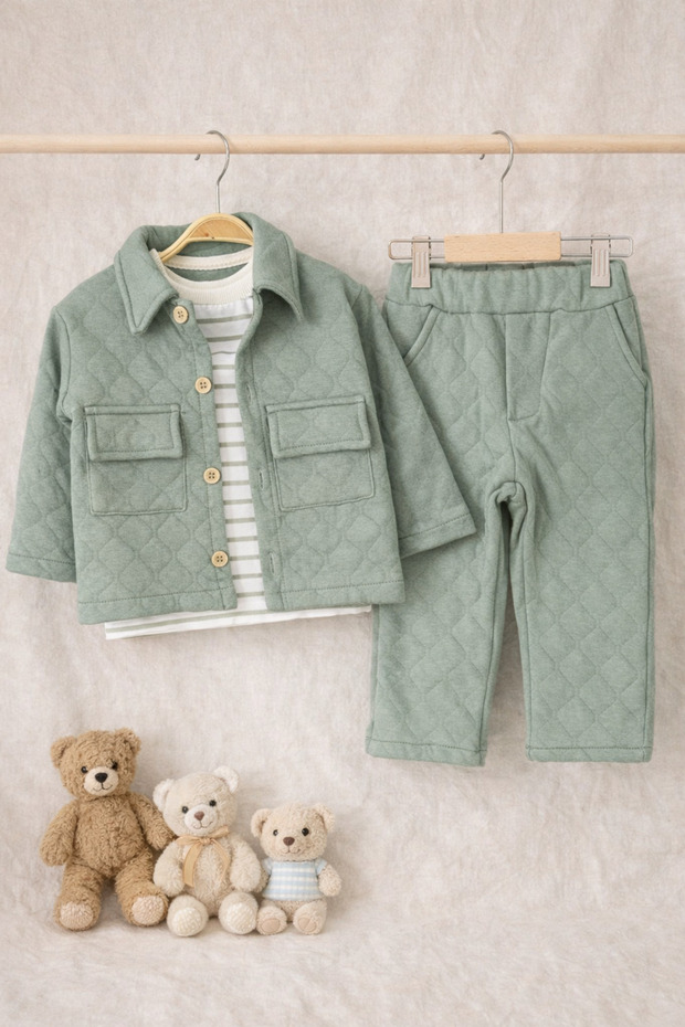 Quilted Safari Model Striped Badi 3-Piece Baby Boy/Child Set