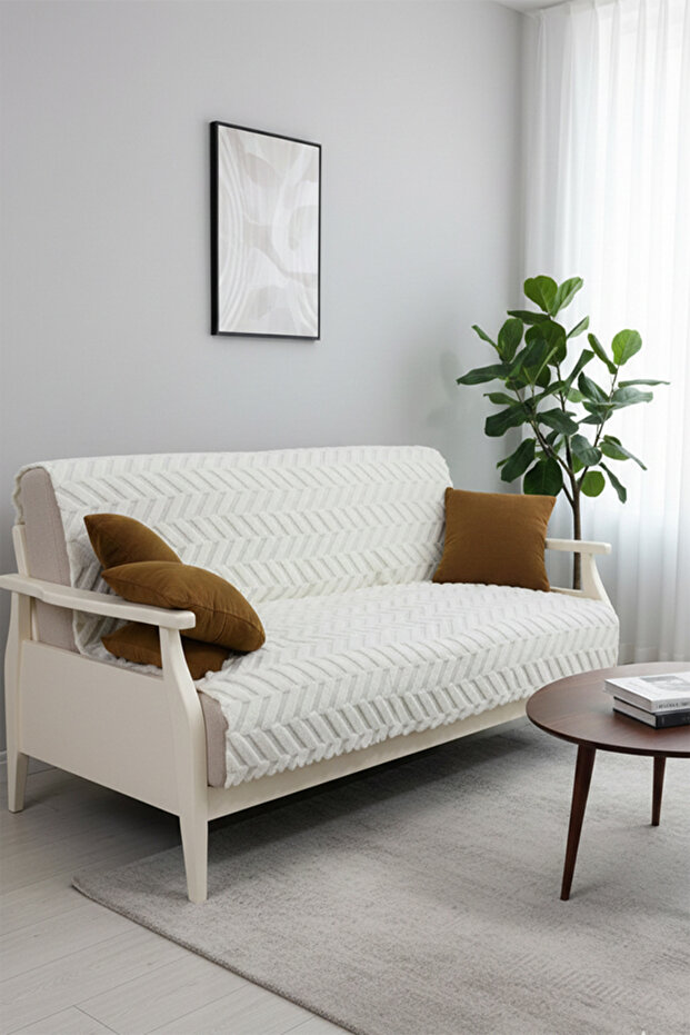 Astra Embossed Soft Fleece Sofa Cover Multi-Purpose Sofa Shawl with Anti-Slip Sponge - 170X210 cm