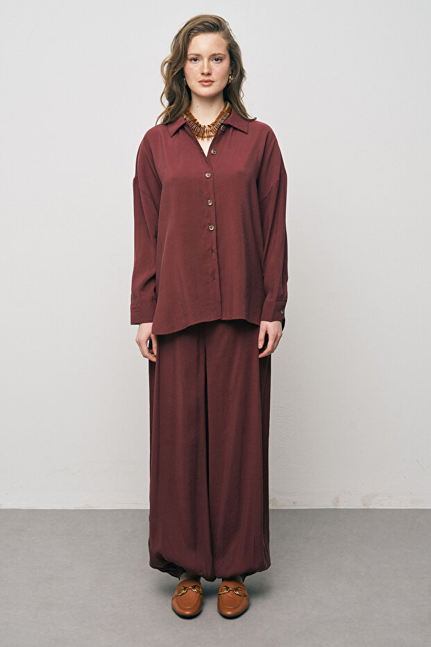 Kadın Basic Modal Düz Dökümlü Gömlek - 3