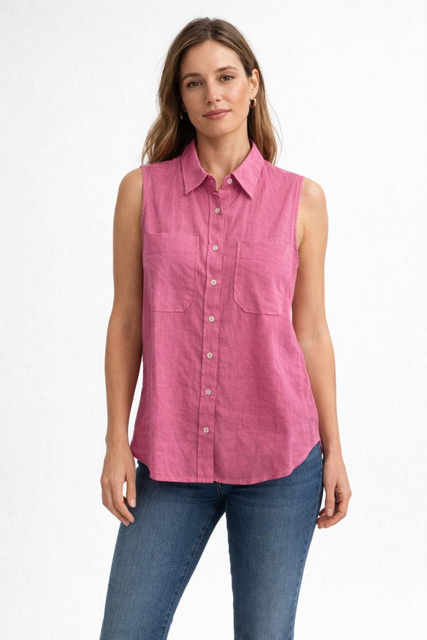 Women's Short Sleeve Linen Shirt