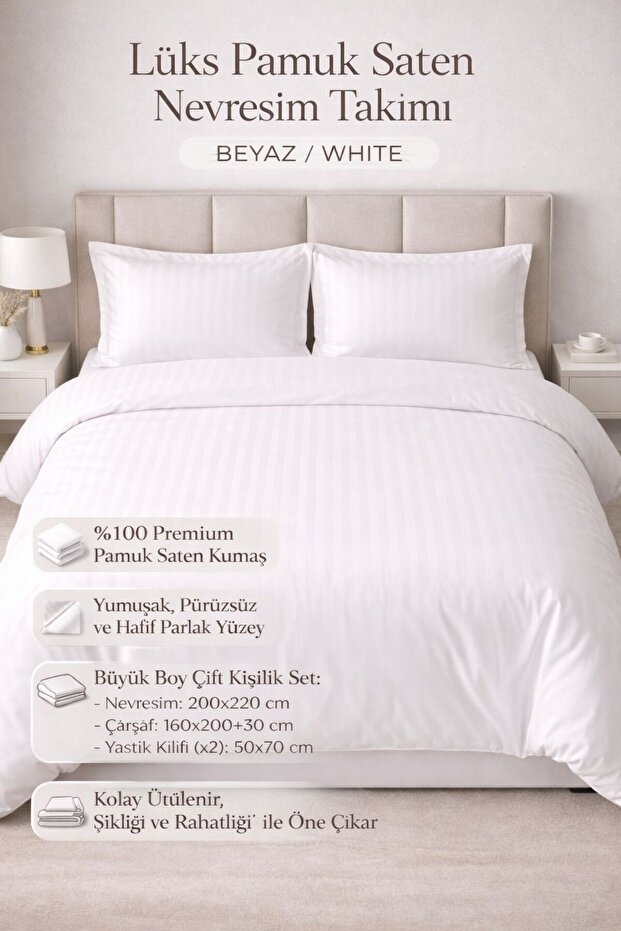 Elastic Satin Striped Double Duvet Cover Set
