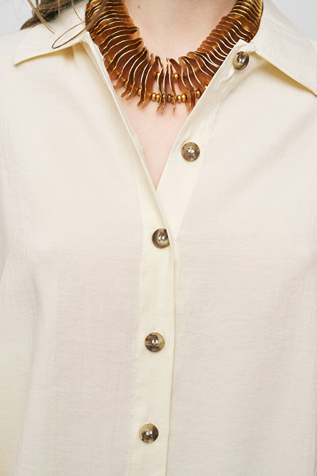 Kadın Basic Modal Düz Dökümlü Gömlek - 2