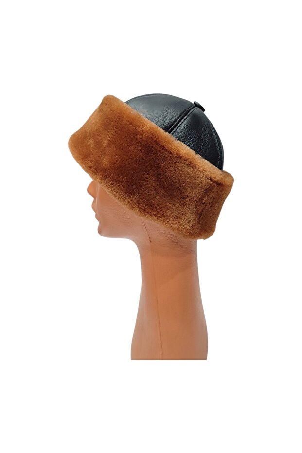 Serdar Model Leather Beret Fur Börk Women's Men's Börk