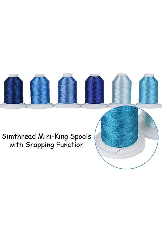 Embroidery Thread Set 9 Spools - 730 m, Multicolor, Storage Box, Blue Tones - 4