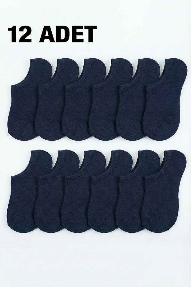 Men's Navy Blue 12-Piece Ballerina Invisible Socks (39-44)