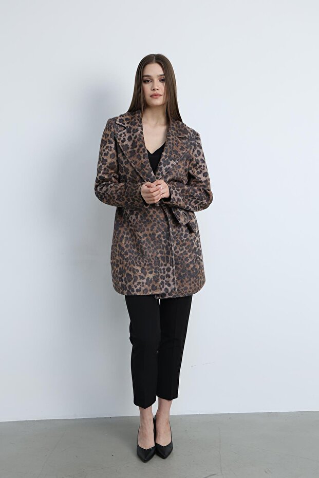 معطف قصير بنقشة الفهد - 2