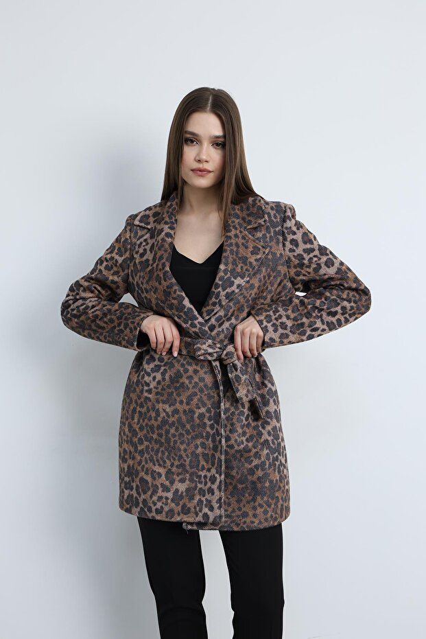 معطف قصير بنقشة الفهد - 7