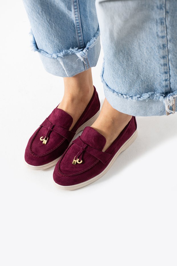 A.H.D Women's Loafers with Bow and Gold Detail, Stylish Everyday Comfortable Shoes