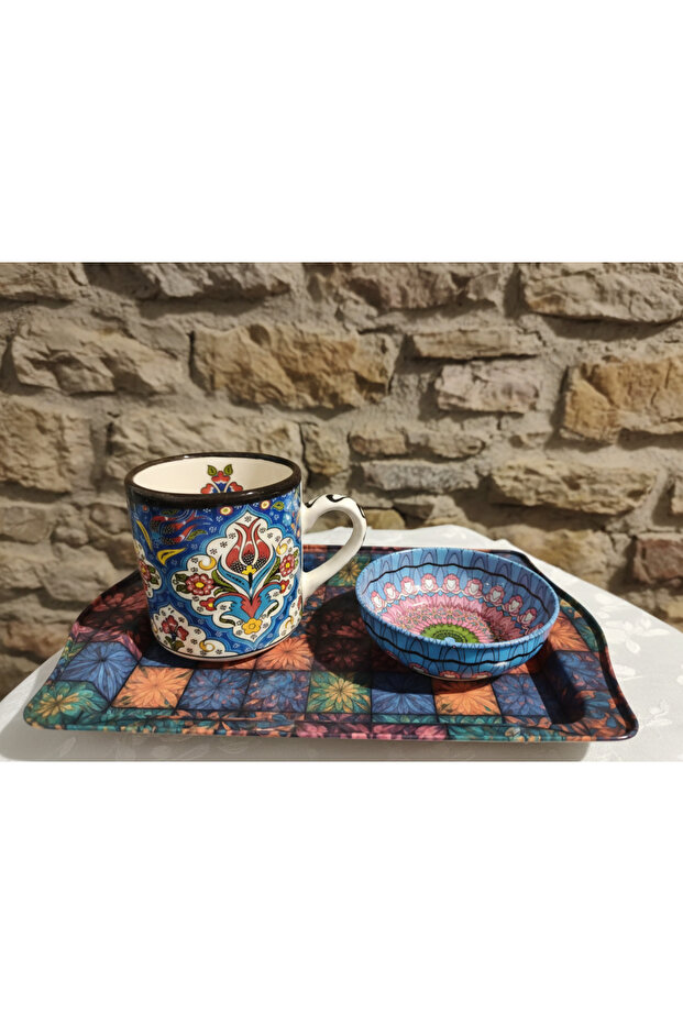 Patterned Cup & Plate Presentation Set (with Tray) - 1