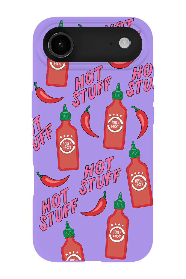 حافظة هاتف متوافقة مع iPhone 17Air مصنوعة من الجلد السويدي من الداخل ومرسومة بنمط Hot Stuff - 1