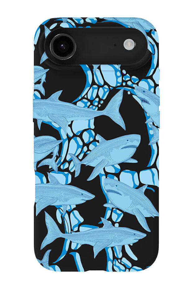 حافظة هاتف متوافقة مع iPhone 17Air بنمط سمكة القرش من الداخل مصنوعة من الجلد السويدي - 1