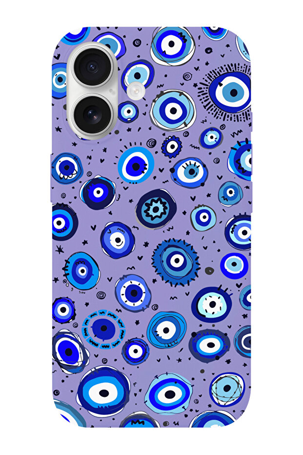 حافظة هاتف آيفون 17 مزينة بنمط خرز العين الشريرة من الداخل مصنوعة من الجلد السويدي - 1