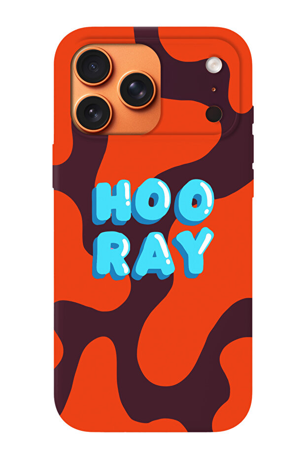 حافظة هاتف متوافقة مع iPhone 17 Pro مزينة بنمط Hooray من الداخل مصنوعة من جلد الغزال - 1