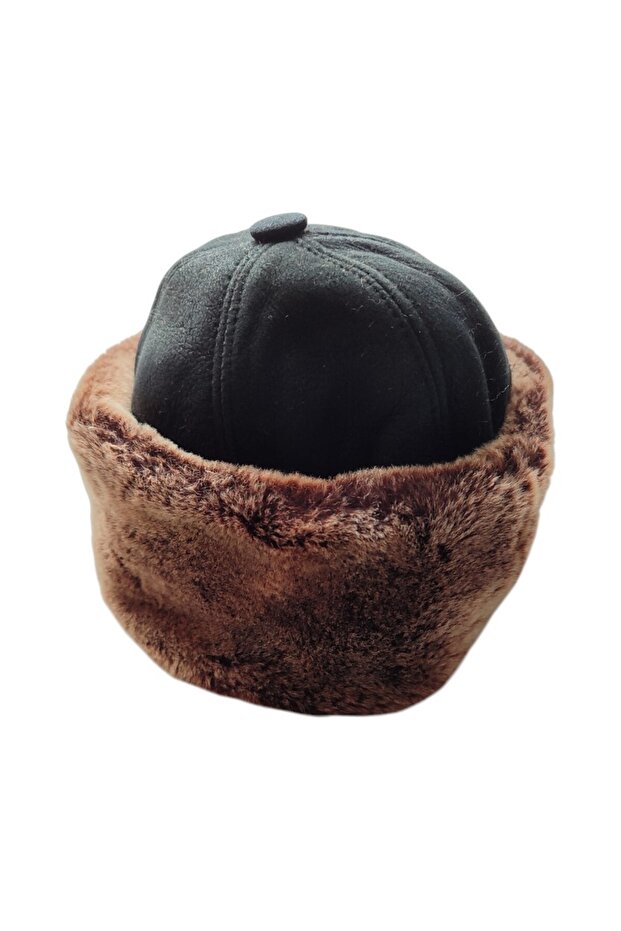 Serdar Model Leather Beret Fur Börk Women's Men's Börk