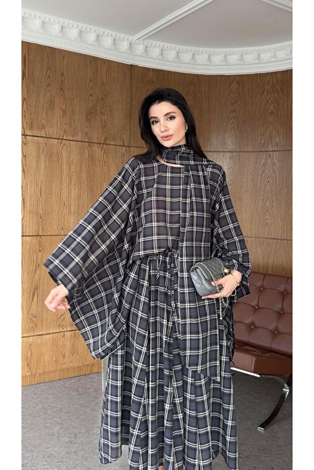 Checkered Gray Blouse - 1