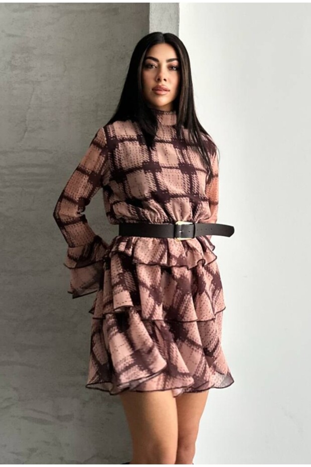 Etekli Mini Elbise - 1