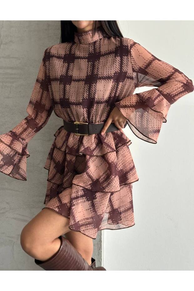 Etekli Mini Elbise - 4