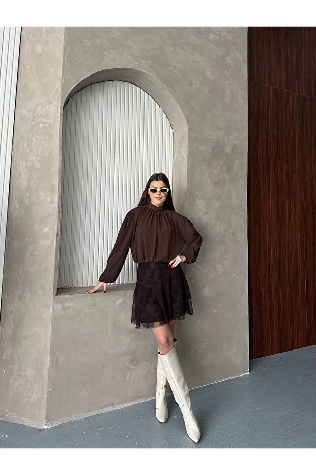 Etekli Mini Elbise - 6