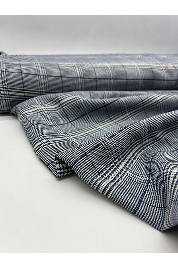 Plaid Polyviscon (Width 150cm) Fabric for Dresses, Trousers, Jackets, Gilets Etc.