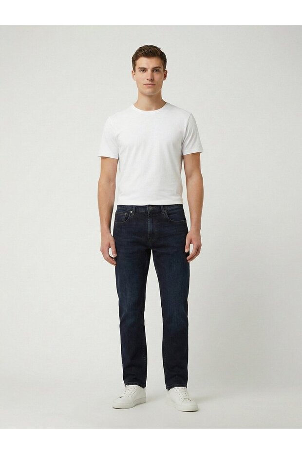 Lıoren Straight Leg Mid Waist Mid Indigo Jean Pants