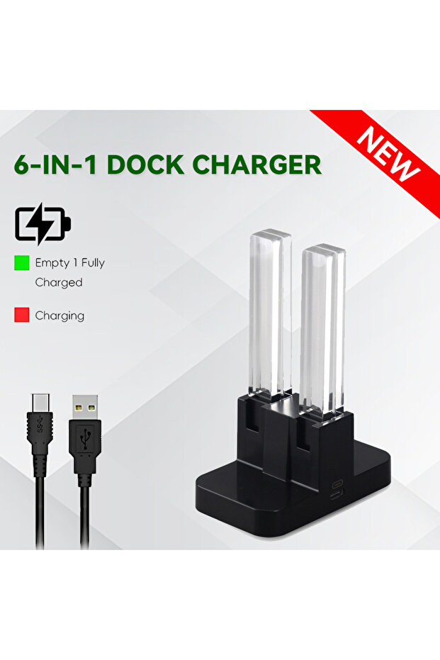 قاعدة شحن وحدة تحكم جديدة باللون الأسود متوافقة مع مفتاح/مفتاح OLED مع مؤشر LED على شكل عمود إنارة