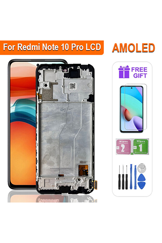 شاشة AMOLED مع إطار 6.67 بوصة، شاشة LCD سوبر AMOLED لهاتف ريدمي نوت 10 برو، شاشة لمس مع لوحة رقمية