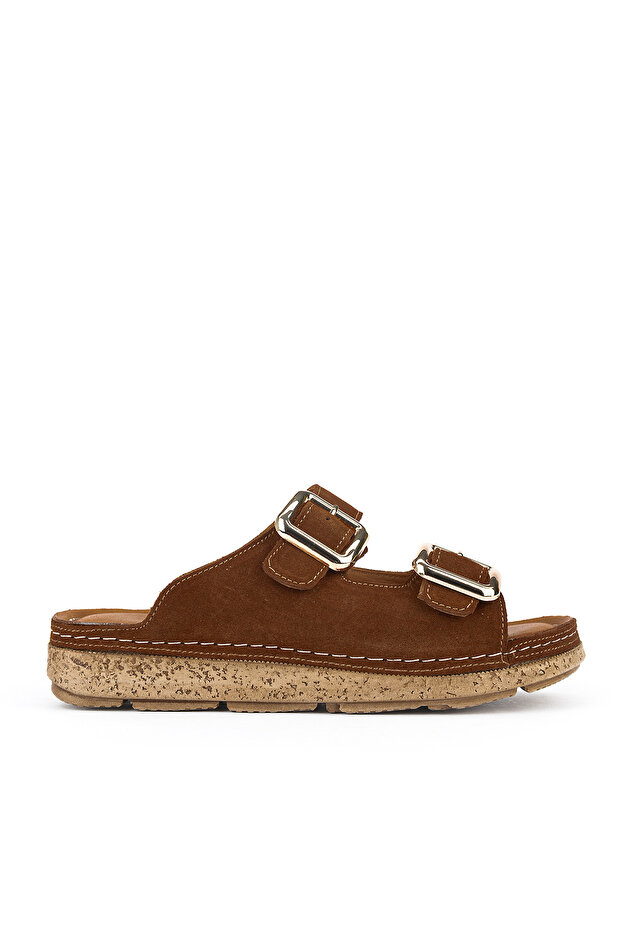 , Women's Genuine Leather Slippers 1611008Zm200 Tan