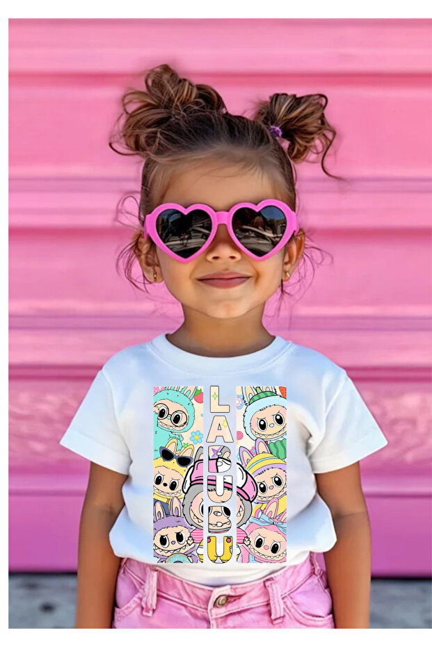 Labubu Printed White Kids T-Shirt