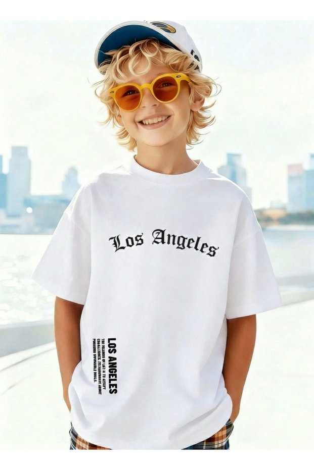 Los Angeles Printed 100% Cotton Premium T-Shirt with Crew Neck for Kids